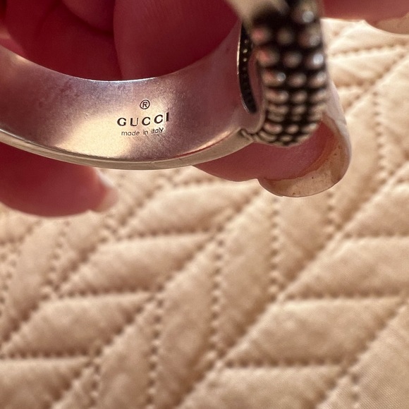 Gucci Made In Italy Sterling Silver Interlocking Enamel Ring, size 7 - Picture 6 of 7